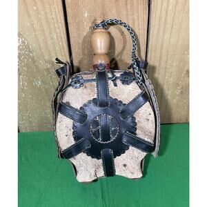 Vintage German Large Flask Canteen Kulacs Water Bottle Leather !!!!